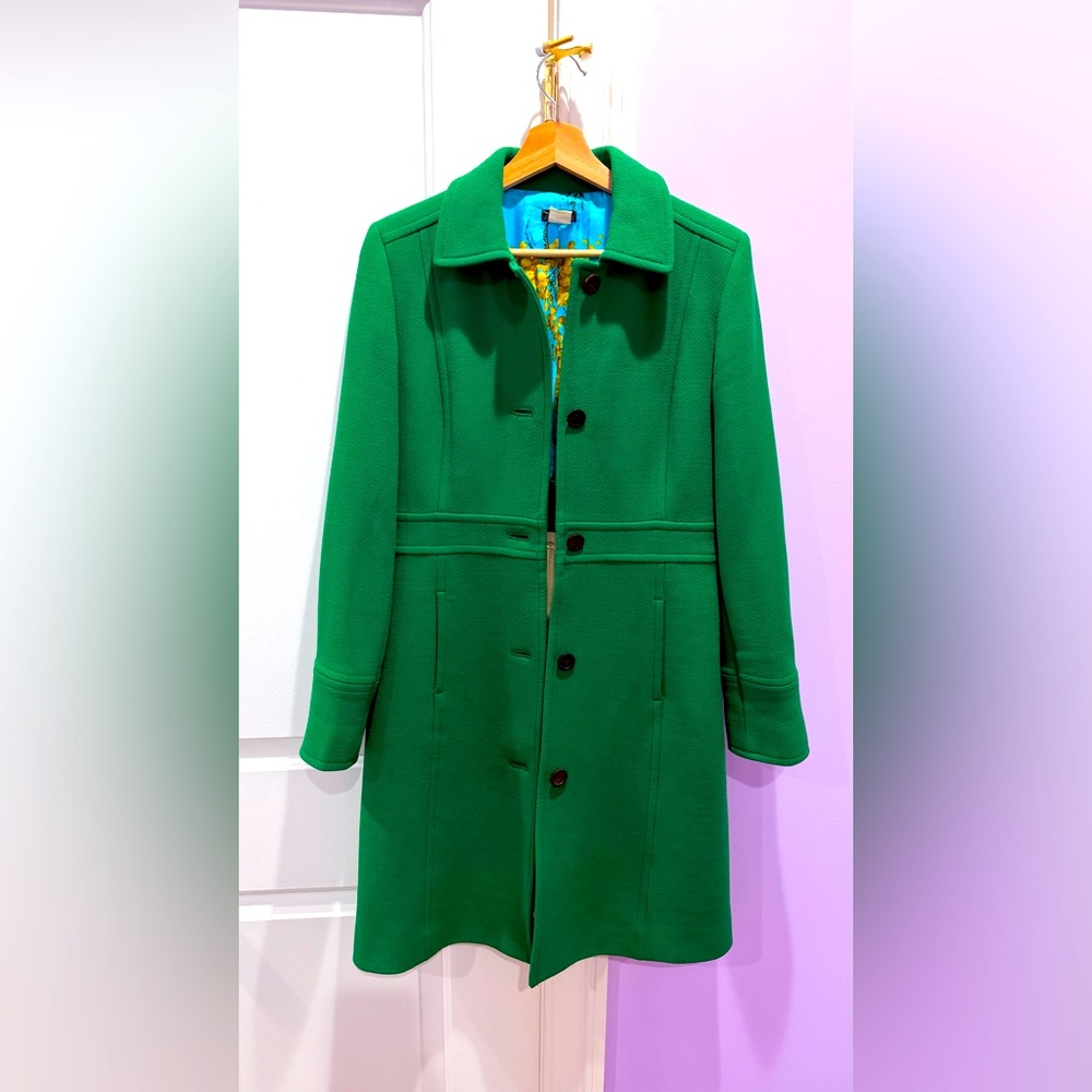 J Crew Lady Day green coat in Italian double-cloth wool